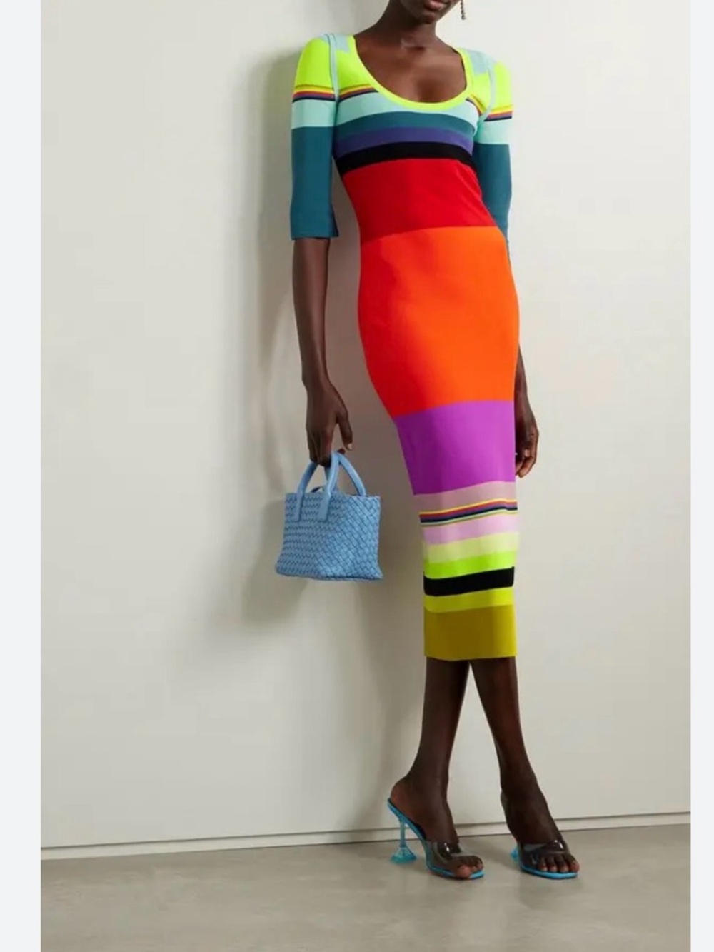 Christopher John Rogers Multicolor Striped Midi Dress